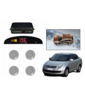 Silver 4 Point Rear Reverse Parking Sensor Kit With Speaker Buzzer