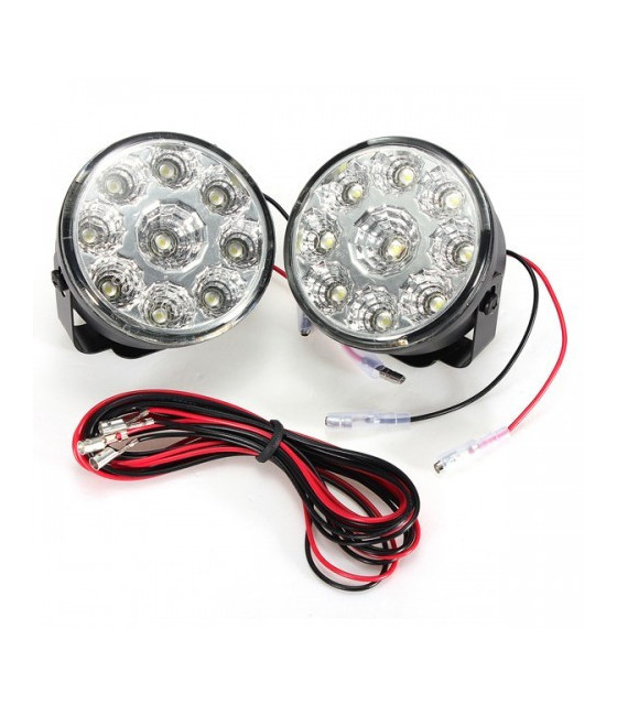 2x 9LED Car Front Fog Tail Lamp Round Daytime Driving Running Light