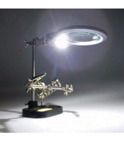 Welding Magnifying Glasses 5 LED Lights 2.5X 7.5X 10X Lens Auxiliary Clips Magnifier