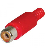 RCA Female Solder Connector with Strain Relief - Plastic - Red