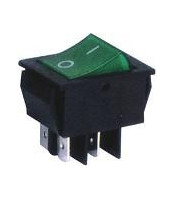 Luminous green rocker switch DPST 4 pin