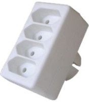 4-way Power plug, 1x earthed to 4x two pole sockets, 5A, 250VAC, white