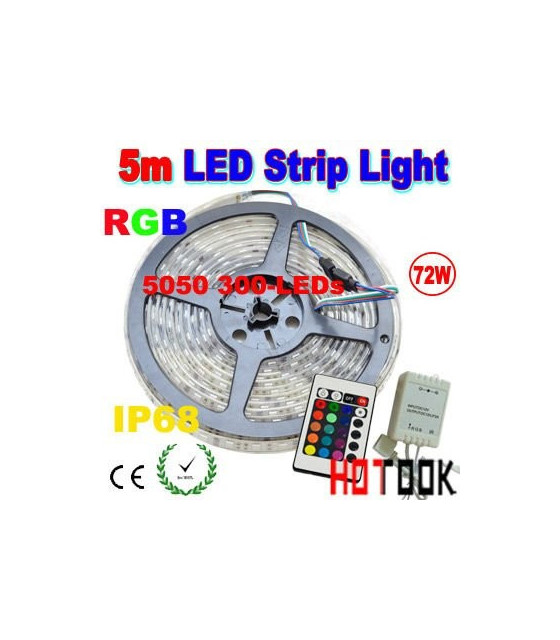 ΣΕΤ ΑΔΙΑΒΡΟΧΗ ΤΑΙΝΙΑ ΜΕ RGB LED 12V 14.W ΚΟΝΤΡΟΛ ΚΑΙ ΤΡΟΦΟΔΟΤΙΚΟ