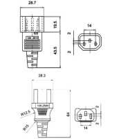 POWER SUPPLY CORD PC EXTENSION M/F 2m