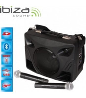 Ibiza Sound PORT85UHF portable rechargable PA system with USB/MP3/SD, Bluetooth with 2 VHF Wireless Microphones.