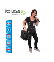 Ibiza Sound PORT85UHF преносима презареждаща се PA система с USB/MP3/SD, Bluetooth с 2 VHF безжични микрофона.