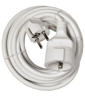 Mains power extension lead 50m, 3x1.5mm2, PVC, IP20, white