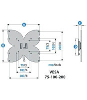 Стойка за Телевизор 12-37 инча, фиксирана, Vesa 100, 200