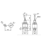 SUPERMINI TOGGLE SWITCH ON-OFF 1.5A/250V 6P SMTS-202-2A1 JTG