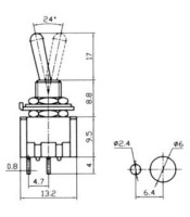 TOGGLE SWITCH MINI SINGLE POLE 2P ON-OFF 3A/250V MTS-101-L1