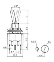 TOGGLE SWITCH MINI SINGLE POLE 3P ON-ON 3A/250V MTS-102