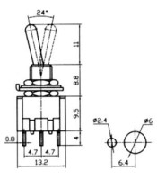 Превключвател с лост MTS-103 250V/3А SPDT