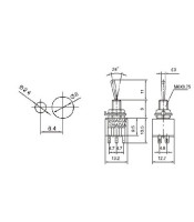 TOGGLE SWITCH MINI DOUBLE POLE 6P ON-ON 3A/250V MTS-202-A1