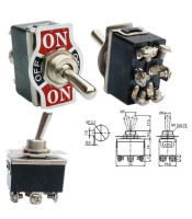 TOGGLE SWITCH DOUBLE POLE 6P ON-OFF-(ON) 10A/250V KN3C-213Α