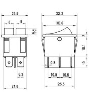 LARGE SIZE DOUBLE ROCKER SWITCH 6P WITH INDICATOR LIGHT