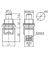 Button Switch PBS-13B NO 250VAC 2A