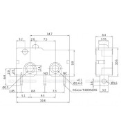 Microswitch with button, SPDT, 125VAC/0.1A, 19.8x10.2x6.4mm, ON-(ON)