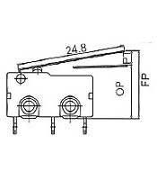 Microswitch with lever, SPST-NC, 250VAC/5A, 19.8x10.2x6.4mm, ON-(OFF)