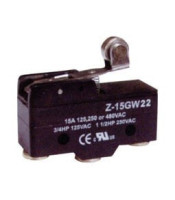 Microswitch lever with roller, SPDT, 15/250VAC, 49x17x24mm, ON-(ON)