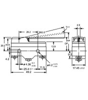 Микропревключвател с лост, SPDT, 20A/250VAC, 49.2x17.45x24.2mm, ON-(ON)