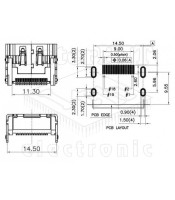 206A-SEAN-R03 HDMI ΠΛΑΚΕΤΑΣ SMD ME PCB ΒΑΣΗCONNECTORS