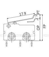 Microswitch with roller, SPDT, 3A / 250VAC, 19.8x6.4x10.2mm, ON- (ON)