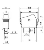 MEDIUM ROCKER SWITCH 3P W/O LAMP ON-OFF-ON 16A/250V