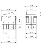 ГОЛЯМ РАЗМЕР КОЛИБЕЛ 6P ON-OFF-ON 16A/250V ЧЕРЕН