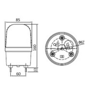 СРЕДНА ПРЕДУПРЕЖДАЩА СВЕТЛИНА LED 85X160 C-1101 230VAC СИНЯ