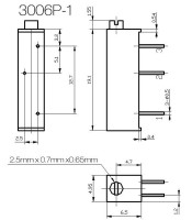 MULTI-TURN (22-TURN) RECTANGULAR TRIMMER RKT-3006P 20mm