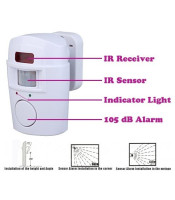 Wireless alarm with motion detector and two remotes