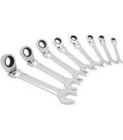 7pcs Chromed Gear Spanner Flexible Head Combination Ratchet Wrench Set