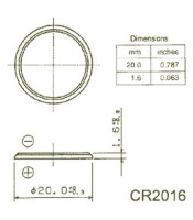 CR2016 lithium flat batteries