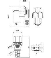 ЗАХРАНВАЩ КАБЕЛ PC 3X1mm² 2m С НАПРАВИТЕЛ ЧЕРЕН