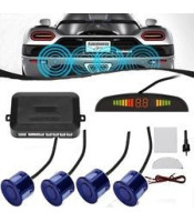 LED Display Car Parking Sensor Radar System Alarm Audio Reversing 4 Set Blue