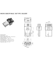 Micro USB connector type B mounted on the cable