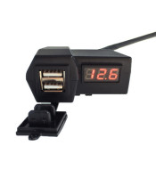 Motorcycle Dual USB Charger + Voltmeter