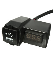 Motorcycle Dual USB Charger + Voltmeter