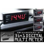 Car Digital Clock With Voltmeter and Thermometers For 12V/24V