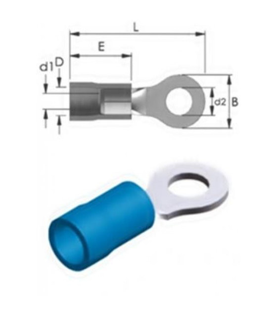 SINGLE-HOLE CABLE LUG INSULATED BLUE 6.5-2 R2-6V