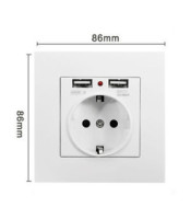 Schuko-Wall Socket with 2 USB ports