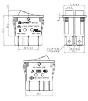 LARGE SIZE DOUBLE ROCKER SWITCH 6P WITH INDICATOR LIGHT