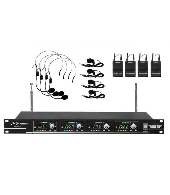 безжична система с 4 вратовръзки и 4 микрофона за глава