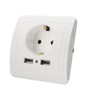 Schuko-Wall Socket with 2 USB ports