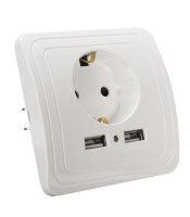 Schuko-Wall Socket with 2 USB ports