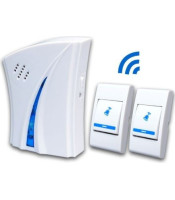 2 Plug-In Wireless Digital Doorbell Transmitter + Double Receiver Set w/ Battery