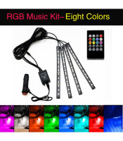 Car Atmosphere Interior RGB LED Strip Light with Remote Multicolor