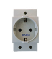 RAIL SHOCKET Power socket, DIN rail, 2P+E, 16A, 250VAC, white