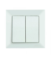 2-gang one-way light switch, complete set, white, 10A, 250VAC