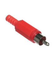 RCA Male Solder Connector with Strain Relief - Plastic - Red